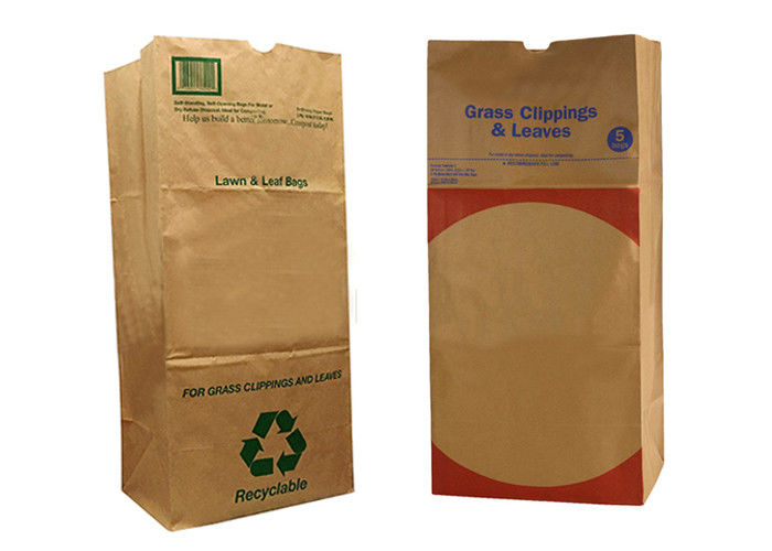 CMYK Color 10kg Multiwall Kraft Paper Bags Leaf Kraft Lawn Paper Bags