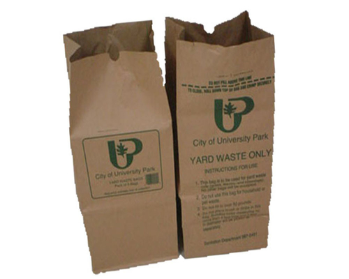 ISO9001 30 Gallon Paper Leaf Bags Eco Friendly Compostable Paper Trash Bag Double Layer