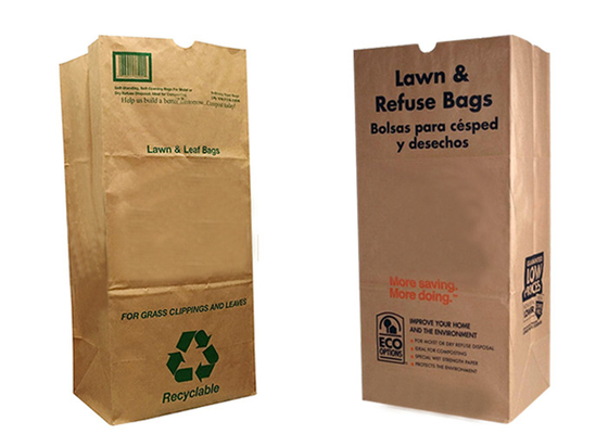 Large Brown Lawn And Leaf Paper Bag Leak Resistant Poly Lined Wet Waste Refuse