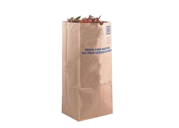 125g/M2 Biodegradable Lawn Paper Bags For Leaves CMYK Paper Lawn Waste Bags