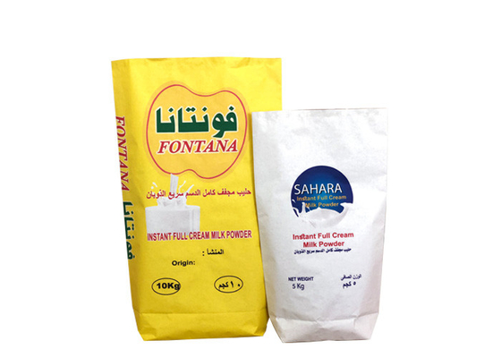 20kg 25kg 3 Layers Pe Lined Multiwall Paper Sack For Milk Powder Packaging