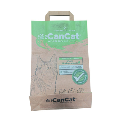 Biodegradable Kraft Paper Bags For Cat Litter Packaging Custom Print