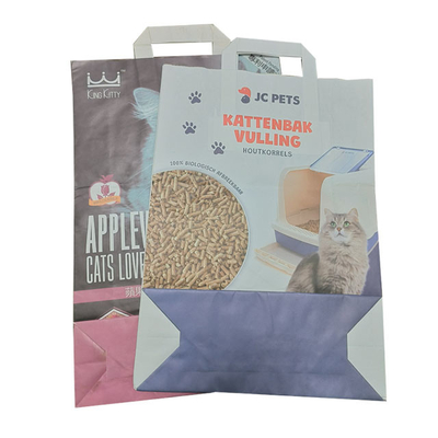 Biodegradable Kraft Paper Bags For Cat Litter Packaging Custom Print