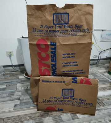 ISO9001 30 Gallon Paper Leaf Bags Eco Friendly Compostable Paper Trash Bag Double Layer