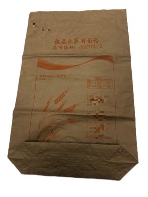 Square Bottom Multiwall Paper Bags For Flour With Customized Logo