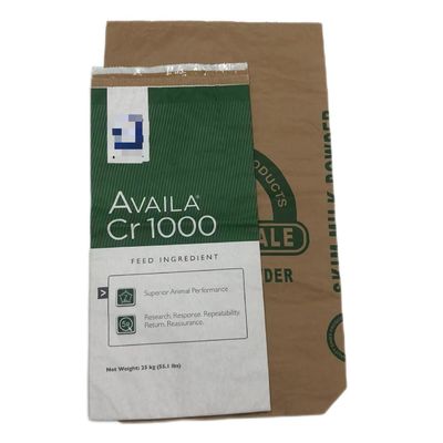 Customized Logo Heat Seal Paper Bag White Brown Multiwall Paper Bag