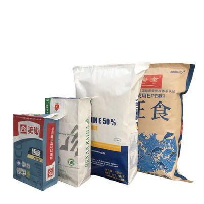 Industrial Multiwall Kraft Paper Bags / Sack 20KG Manufacturer For Dry Flowable Products