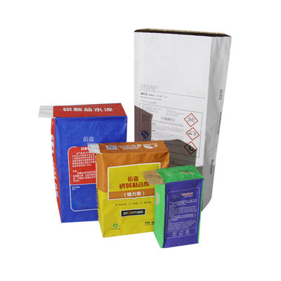 Industrial Multiwall Kraft Paper Bags / Sack 20KG Manufacturer For Dry Flowable Products
