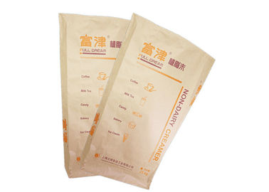 Custom Flat Bottom 15 Kg Kraft Paper Packaging Bag For Flour Rice