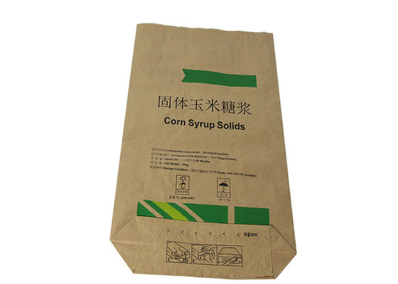 Reusable Square Bottom Multiwall Kraft Paper Bags Anti Slip Surface Treatment