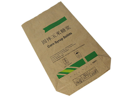 Square Bottom 120g Biodegradable Kraft Paper Bags For Packaging Corn Starch