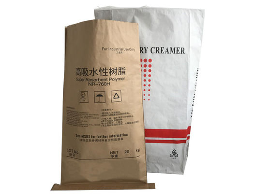 15kg 20kg 25kg Double Layer White Brown Kraft Paper Bag For Packaging