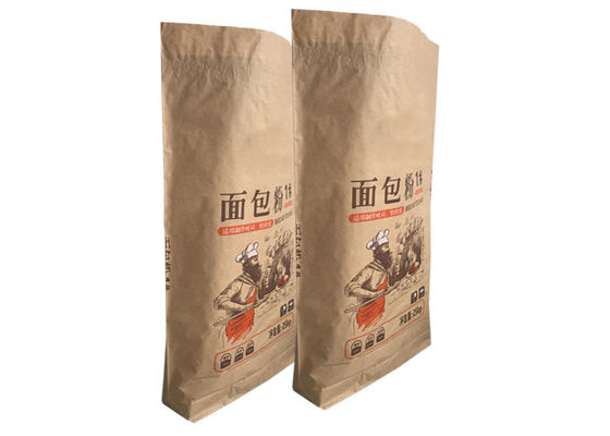 Kraft Paper Wheat Flour Packaging Bags 25kg Food Grade Packaging Paper Bag