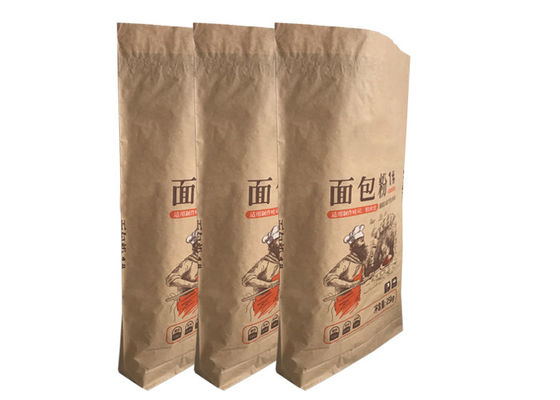 25kg Multiwall Kraft Paper Bags Moisture Protection Food Grade Packaging Paper Bag