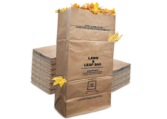 125gsm Multiwall Kraft Paper Bags Heavy Duty Yard Waste Bags With Customized Logo