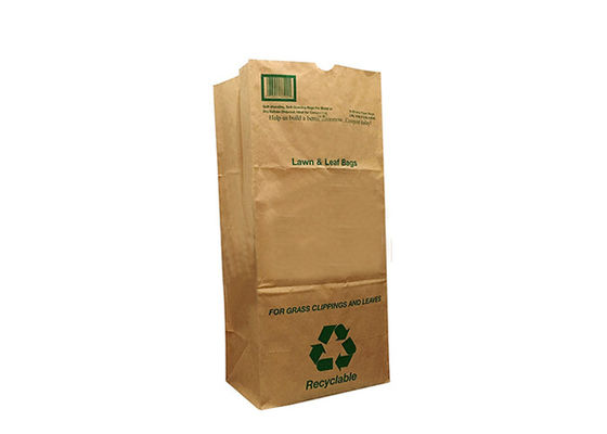 125gsm Multiwall Kraft Paper Bags Heavy Duty Yard Waste Bags With Customized Logo