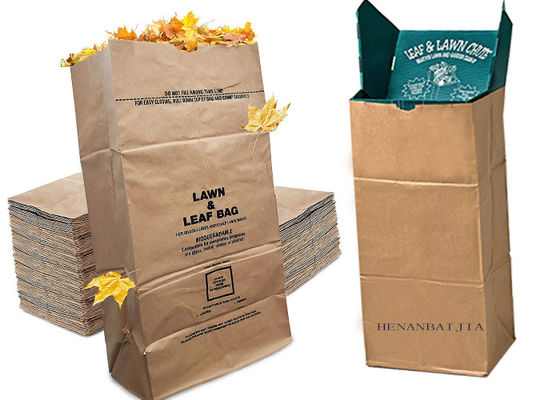 200 Microns Multiwall Kraft Paper Bags 25kg Lawn And Leaf Refuse Bags
