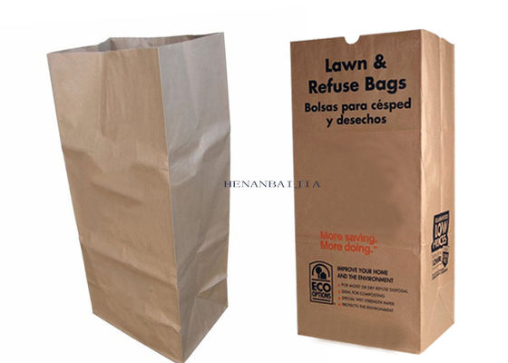 Large Brown 4ply Paper Lawn And Leaf Bags Poly Lined Wet Waste Paper Refuse Bags