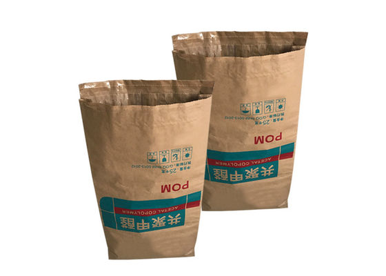 Eco Friendly 3 Layer Heat Sealed Paper Bags Horse Feed Pasted Open Mouth