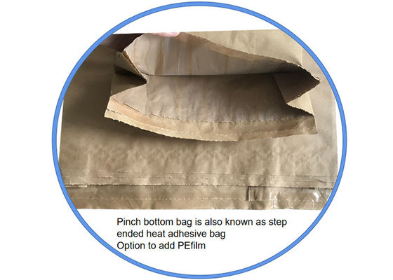 High Strength Sewn Open Mouth Multiwall Paper Bags Pinch Bottom For Packaging