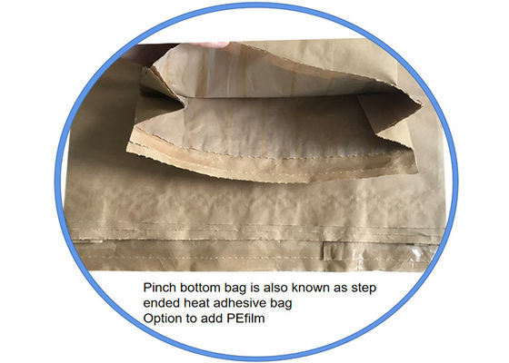 Custom Printing 20KG Pasted Open Mouth Paper Sack With Pinch Bottom