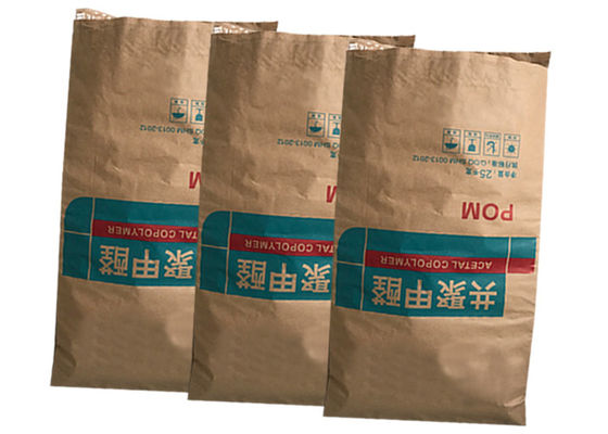 Full Open Hot Sealed Multiwall Kraft Paper Bags For Starch Flour PE Film