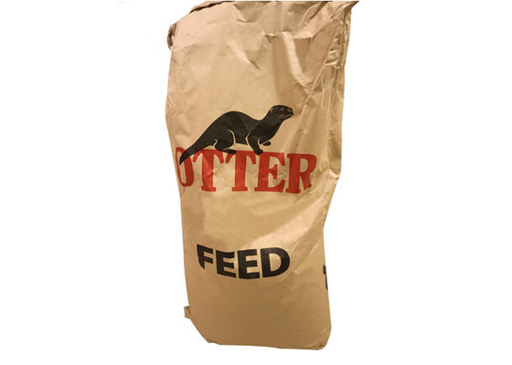 Custom Logo 25kg Multiwall Kraft Paper Bags For Packing Animal Feed Fish Meal