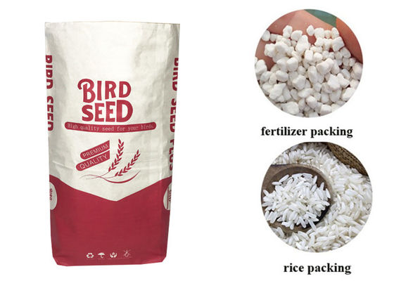 Custom Logo 25kg Multiwall Kraft Paper Bags For Packing Animal Feed Fish Meal
