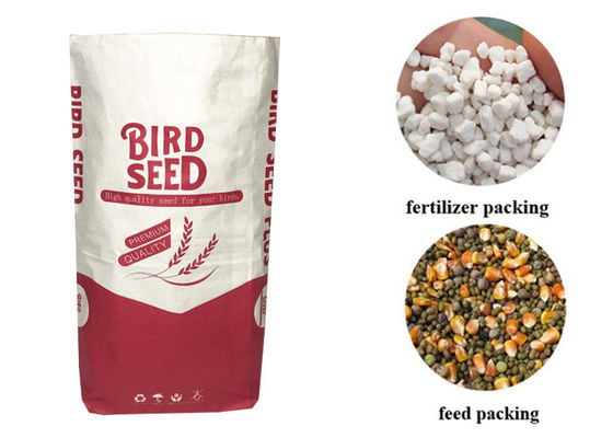 25kg Custom Logo Paper Poultry Feed Bag For Dog Feed Cat Litter Seed