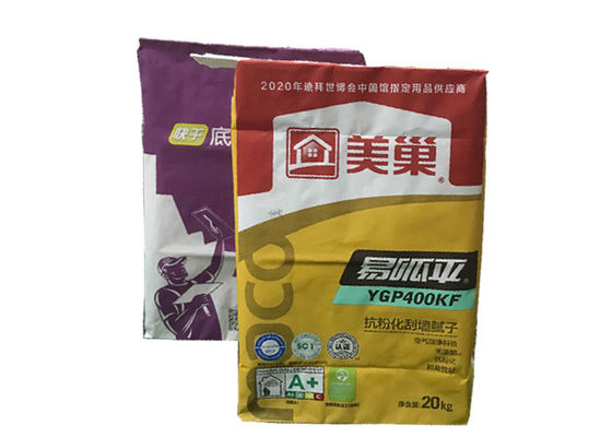 20kgs Pasted Valve Multiwall Kraft Paper Bags For Putty Powder