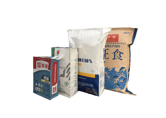 25kg 50kg Logo Print 3 Ply Multiwall Kraft Paper Bags Kraft Paper Valve Sack