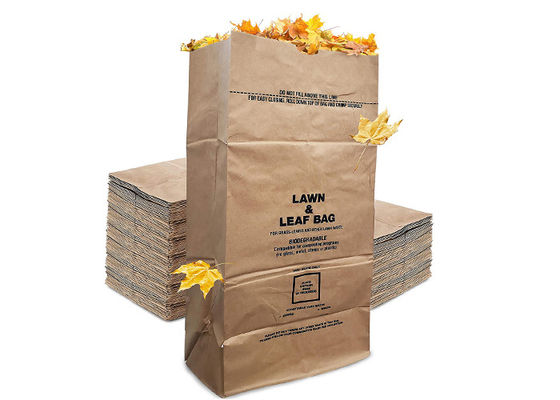 Biodegradable Heavy Duty Garden Waste Lawn Paper Bags For Packaging Lawn And Leaf