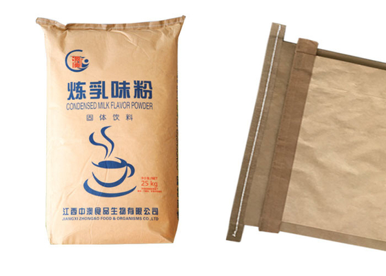 Open Top Flat Bottom Sewn 20kg Multiwall Paper Bags 25 Kg Package Paper Bag