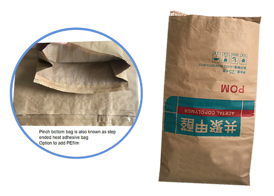 20kg 25kg Flour Starch Multiwall Paper Bags With Pinch Bottom