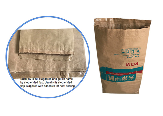 White Brown Food Grade Multiwall Kraft Paper Heat Sealed Bags For Gelatin Packaging