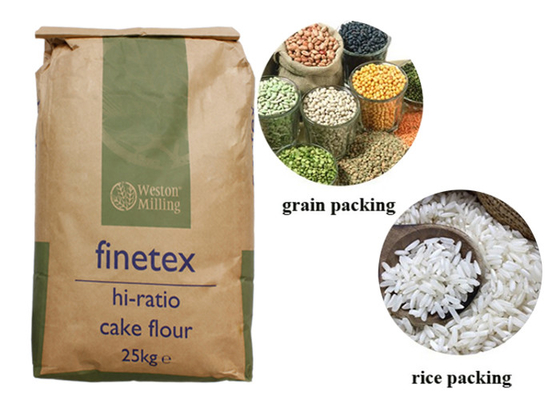 Open Top Flat Bottom Sewn 20kg Multiwall Paper Bags 25 Kg Package Paper Bag