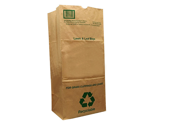 Custom Multiwall Lawn Paper Bags Brown Biodegradable Flexo Print Paper Refuse Bags