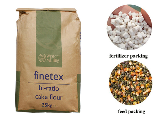 Double Layer Multiwall Kraft Paper Bags For Cat Litter Animal Feed Packaging