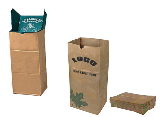 Yard Waste Lawn Leaf Compostable Paper Bag Moisture Proof With Custom Logo