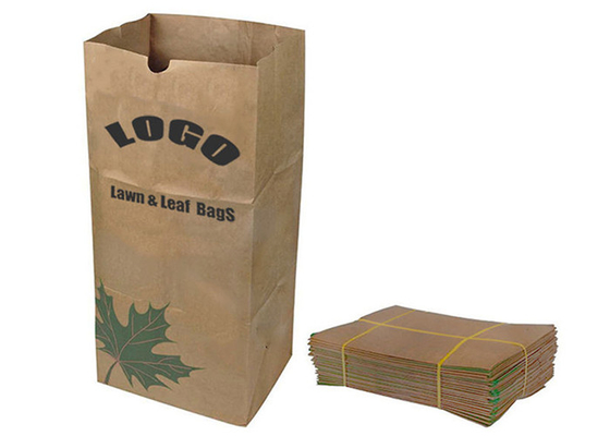Yard Waste Lawn Leaf Compostable Paper Bag Moisture Proof With Custom Logo