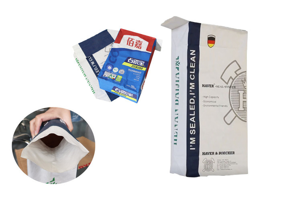 Flexo Printing Chemical Pasted Valve Multiwall Paper Bags PE Film 2 Layers