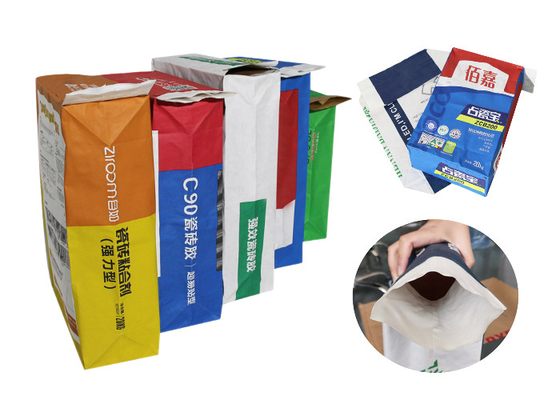 15kg Custom Printed Multiwall Kraft Paper Bag Valve Sack For Cement Paper Pack