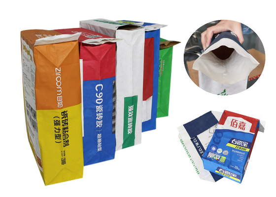 Flexo Printing Chemical Pasted Valve Multiwall Paper Bags PE Film 2 Layers