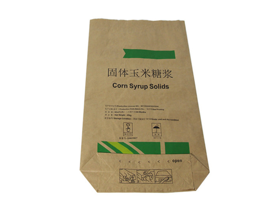 Pasted Food Grade Multiwall Kraft Paper Bags 20kg 25kg Sodium Citrate Animal Feeds