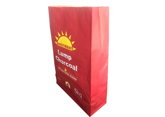 Charcoal Multiwall Kraft Paper Bags Multiple Layer Custom Logo Size